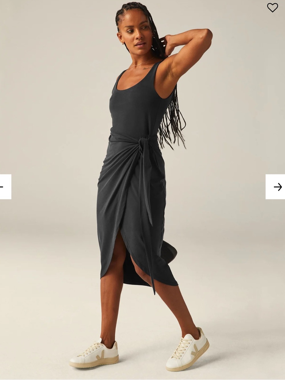 Beyond Yoga Intrigue Black Wrap Midi Dress  Small Minimalist Travel USA Made - Picture 4 of 12